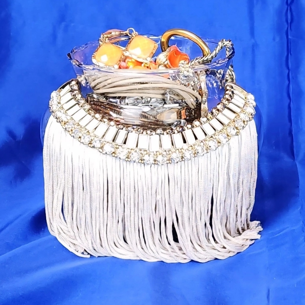Elegant White Fringe Handbag